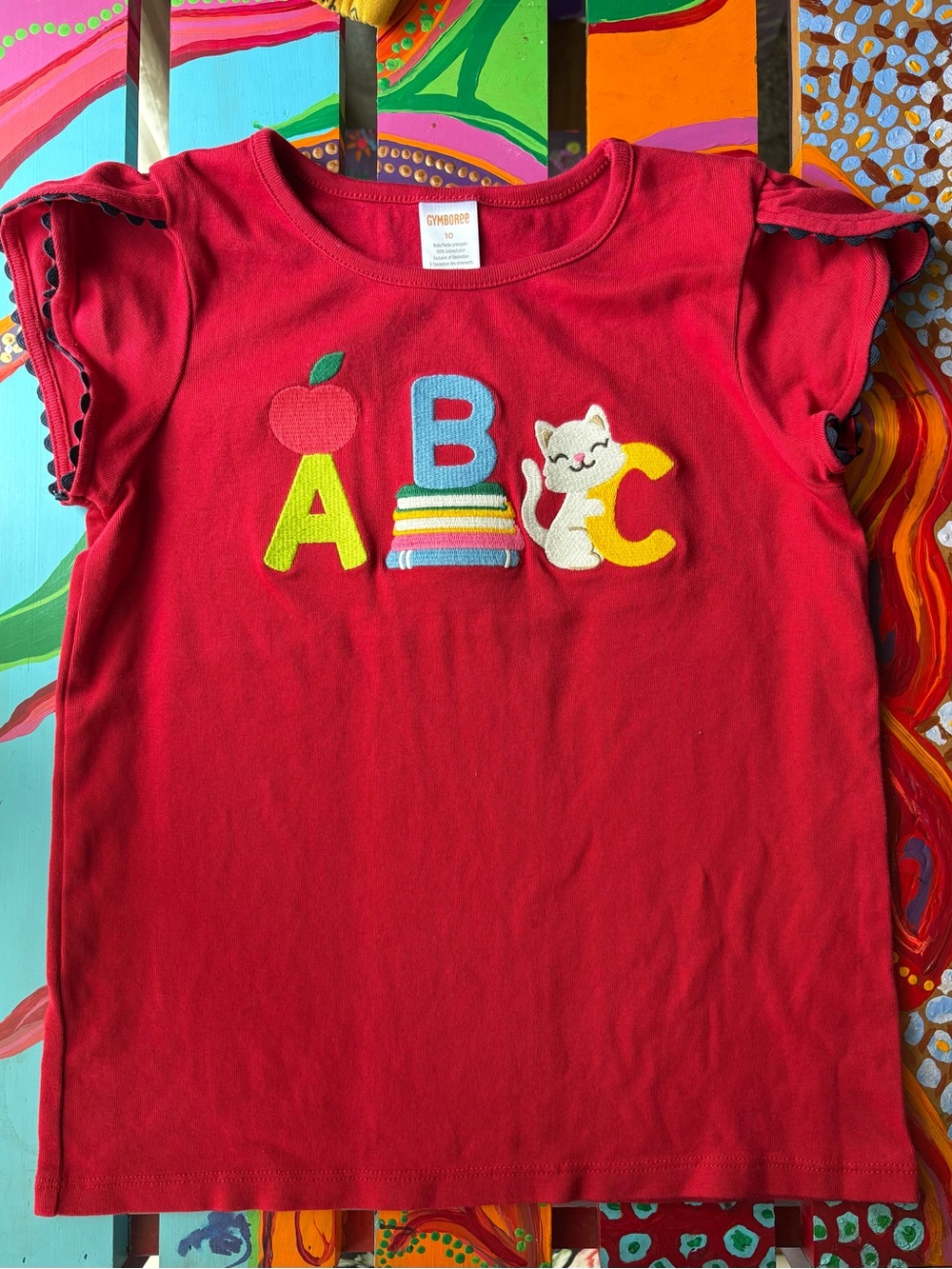 Gymboree Red ABC Appliqué Short-Sleeve Tee Girls Size 10